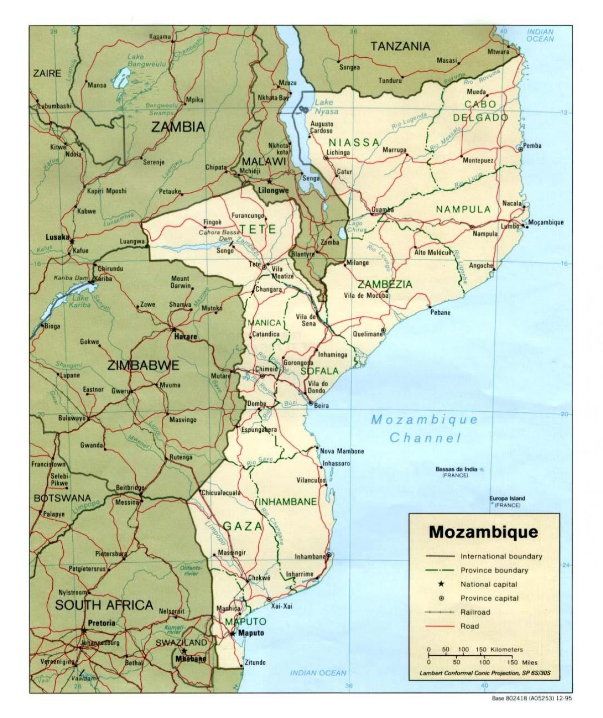 خريطة موزمبيق الطرق